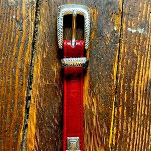 Brighton red leather belt with beads